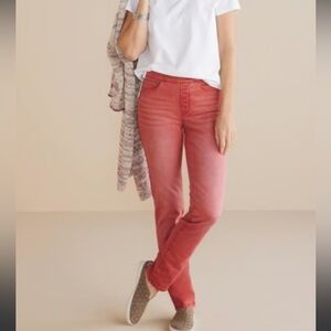 Soft Surroundings Ultimate Pull On Denim Jeans Red Size Large